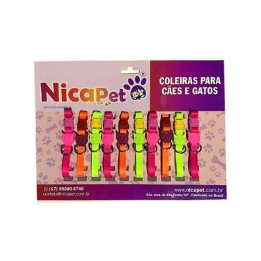 Imagem de Cartela - Coleiras Neon Com Borrachinha De Gatinho - 10 Un. - Nica pet