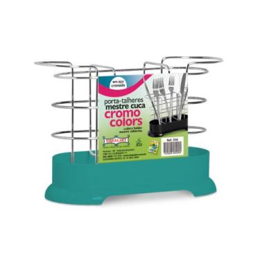 Imagem de Porta De Talher DE Mesa Mestre Cuca Cromo Colors Turquesa Niquelart 33