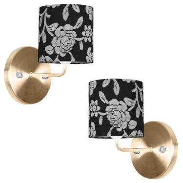 Imagem de Kit 2 Arandela New Cobre De Cupula Cilíndrica Floral Prata - MARRYLUZ