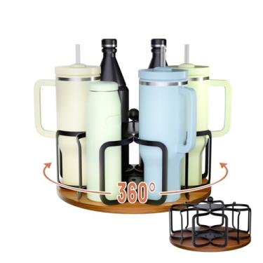 Imagem de MAYtobe Organizador de garrafa de água para copo Stanley 40/36/30/567.0 g, suporte de copo Stanley, suporte giratório de armazenamento de 6 xícaras para Stanley, organizador de garrafas, presente
