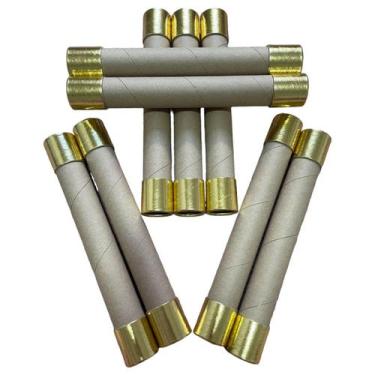 Imagem de Kit 100 Canudos De Formatura Kraft - Acabamento Dourado - Compree