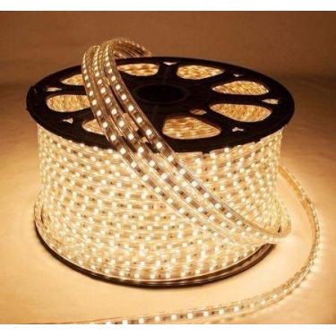 Imagem de Mangueira Fita LED Branco Quente 100 Metros Achatada Efeito Natal 127V