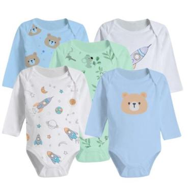 Imagem de Kit Body Estampado Manga Longa 5 Peças Roupa De Bebê Algodão - Koala B