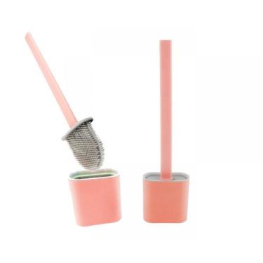 Imagem de Escova Limpeza Sanitária banheiro silicone retangular salmão - clink