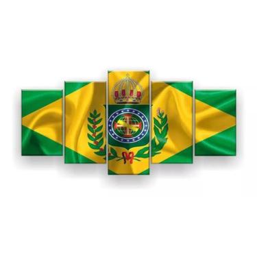 Imagem de Quadro Decorativo Bandeira Brasil Império 5pc 129x61 - Loja Wall Frame