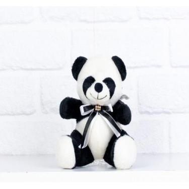 Imagem de Urso tedde panda, pelucia 12 cm - laços  - CKD CONFECCOES, Laço preto
