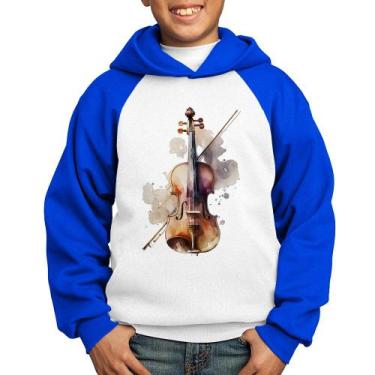 Imagem de Moletom Infantil Violino - Foca na Moda, Branco, Azul, 8