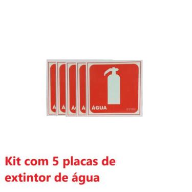 Imagem de Kit com 5 placas de sinalização extintor de água 15 X 15  cm - Sinalpl