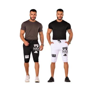 Imagem de Kit 2 Bermudas Masculina Jogger Moletom New York Academia - DIAMANTE V