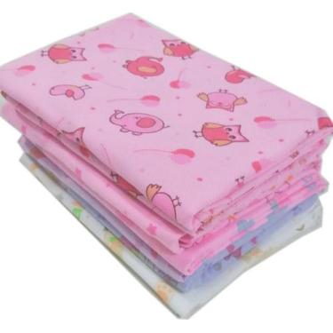 Imagem de Cueiro Flanelado Estampado 80x60cm Kit Com 5 - Dugu, Feminino 