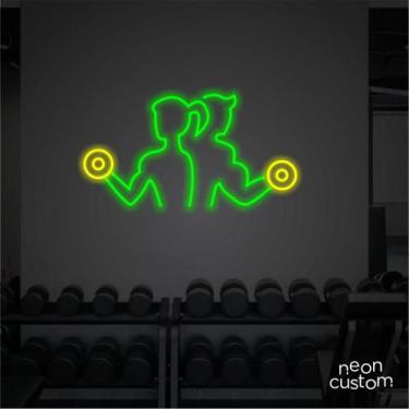 Imagem de painel letreiro led Neon Casal Fit decoracao festa bar - Neon Custom, 