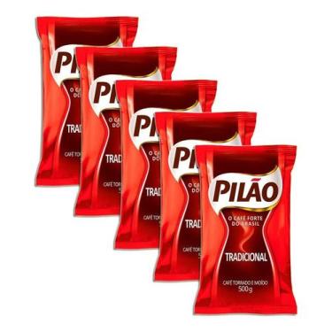 Imagem de Café Torrado E Moído Tradicional Almofada Pilão 500g Kit 5