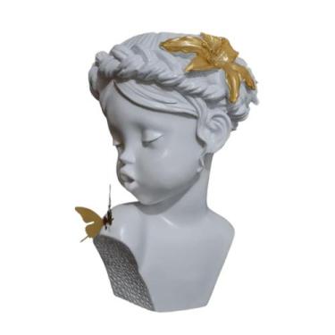 Imagem de Enfeite Escultura Criança c Borboleta Dourado Formosa - LUXdécor Casa 