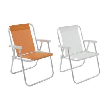 Imagem de Kit 2 Cadeiras De Praia Alta Em Alumínio 110kg Verão - BEL FIX , Lazy
