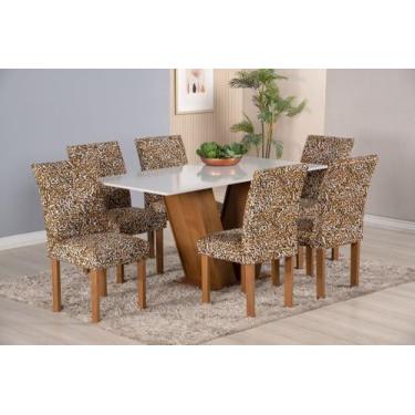Imagem de Capa Pra Cadeira Jantar Para Mesa 4 Lugares Estampado Malha Gel - Flor