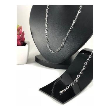 Imagem de Corrente Pulseira Coração Prata Maciça 925 45cm 18cm - Lojas La&Ny , P