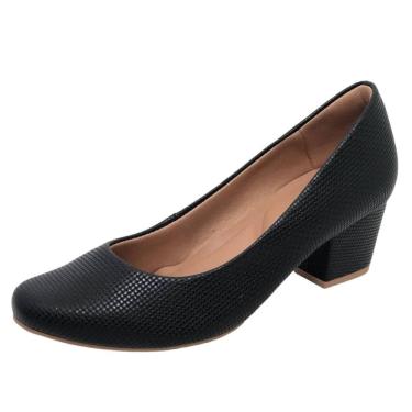 Imagem de Sapato Scarpin Feminino Boneca Salto Bloco Conforto Usaflex