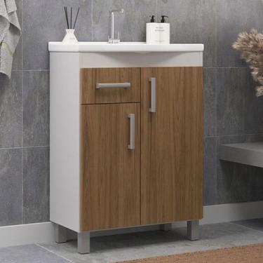 Imagem de Gabinete de Banheiro 60cm com Lavatório Ref 561 Cewal - Branco/Itapuã