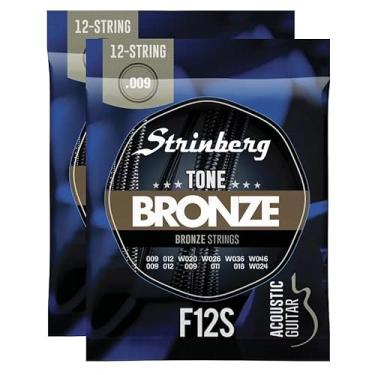 Imagem de Kit 2 Jogos de Cordas Encordoamento Strinberg Violão Aço 12 Cordas F12S