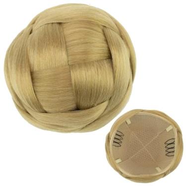 Imagem de IMISSU Capa de cabelo de dançarina de chignon trançado tamanho médio rosquinhas acessórios de cabelo scrunchies coque peruca updo (Loira Cinza)