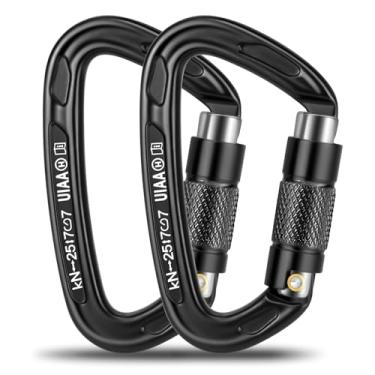 Imagem de PANDENGZHE Mosquetão de Escalada com Travamento Automático T-Fly 25Kn (5620 Libras), Mosquetões Resistentes para Escalada Em Rocha/Gelo, Rapel, Resgate, Redes, Tamanho Grande de 3,9" (Pacote com 2)