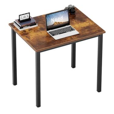 Imagem de Need Mesa de computador pequena para casa e escritório - 70 cm de comprimento, pequena mesa de escrita, mesa de jogos, uso de laptop para estudantes, mesa marrom rústica e moldura preta AC3FB(8060)