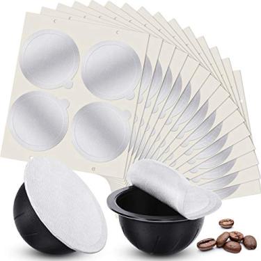 Imagem de Tampas de alumínio compatíveis com cápsulas de Vertuoline Nespresso 63 mm tampas de alumínio para reutilizar cápsulas de café (150)