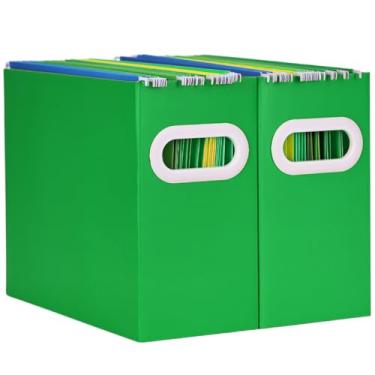 Imagem de Aosric Organizador de arquivos pendurado, organizador de pasta de arquivos de papelão para tamanho carta, caixa de armazenamento de documentos de mesa, caixas de suporte de pasta de arquivos portáteis