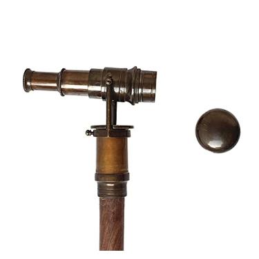 Imagem de Bengala de caminhada vintage marrom telescópio 100 cm náutico para homens e mulheres bengala decorativa
