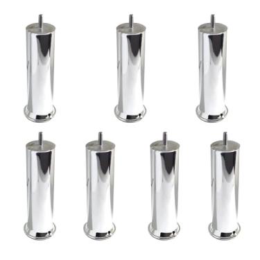 Imagem de Kit 7 Pés Cromados Alto 18cm para Cama King Queen e Casal Compatível com Todos os Modelos de Cama Box Material Polietileno Resistente Não Danifica o Piso Ideal para Elevação e Proteção