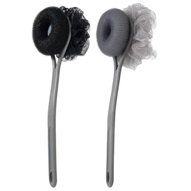 Imagem de AARAINBOW Pacote com 2 Escovas de Banho com Cerdas E Bucha, Esponja de Malha para Esfregar As Costas com Cabo Longo para Banho Esfoliante de Pele, Cerdas de Massagem para Pele Molhada Ou Seca(C-Preto+