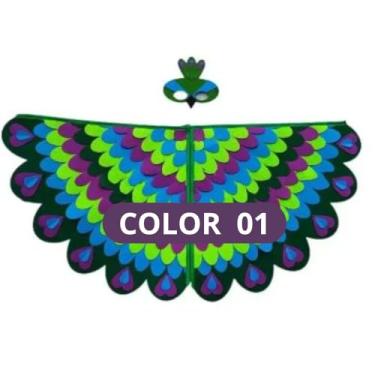 Imagem de Fantasia De Asas De Pássaro Para Crianças De 3 A 8 Anos De Idade, Máscara De Feltro E Conjunto De Asas, Coruja, Pavão, Para Meninos E Meninas, Carnaval, Halloween (COLOR01)