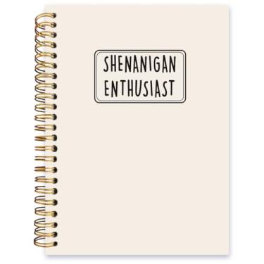 Imagem de ISANOU Caderno Shenanigan Enthusiast, caderno espiral forrado com frases engraçadas, caderno pautado na faculdade, caderno de diário escolar de escritório, para trabalho, 14 x 21 cm, 80 páginas