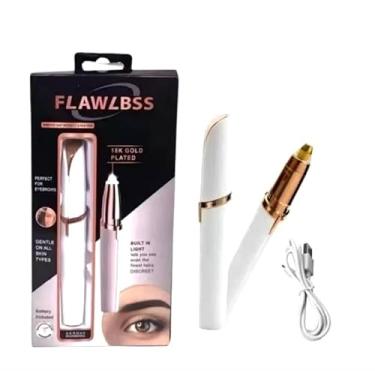 Imagem de Aparador de sobrancelhas para remoção de pelos faciais 2 em 1 USB, recarregável indolor depilador de sobrancelhas com luzes LED, removedor de pelos elétrico buço nariz virilha axila corpo e pelos faciais