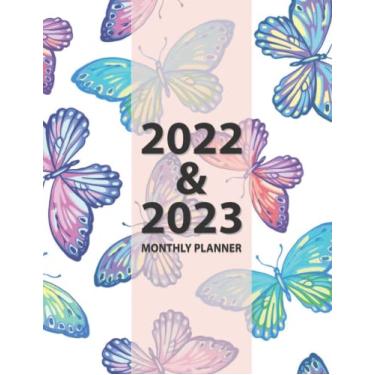 Imagem de 2022-2023 Monthly Planner: Large 2 Year Calendar Planner. Yearly At A Glance Organizer With Holidays, To Do List, Goals And Note Pages For Women – Colorful Butterflies Cover