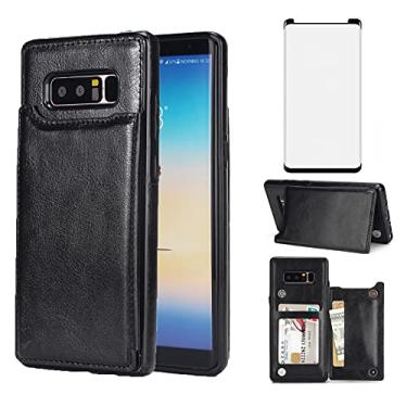 Imagem de Asuwish Capa carteira compatível com Samsung Galaxy Note 8 e protetor de tela de vidro temperado com suporte para cartão, capas para celular para Glaxay Note8 Not samsungnote8 capas Galaxies Mulheres