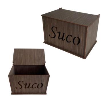 Imagem de Caixa Porta Suco Com Tampa Mdf Organizador Cozinha Sachês de Suco - Im