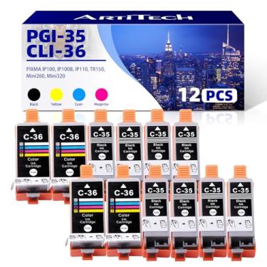 Imagem de ARTITECH Cartuchos de tinta PGI-35 CLI-36 compatíveis com Canon PGI 35 36 cartucho de tinta para Canon Pixma TR150 IP110 IP100 Mini260 Mini320 (8 pretos, 4 cores)