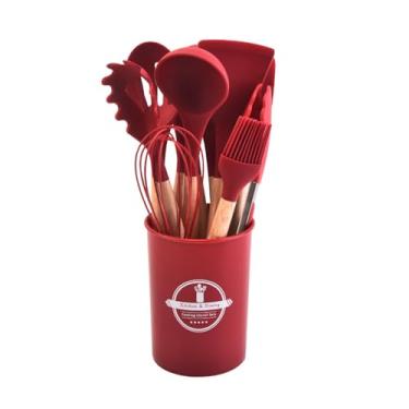 Imagem de LKMM Conjunto de 12 peças de silicone para cozinha, conjunto de espátulas de silicone, colher de sopa, colher de arroz, antiaderente, conjunto de utensílios de cozinha