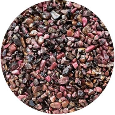 Imagem de Lascas de pedra preciosa rodonita semi caídas naturais por, mini cristais de rodonita triturados, lascas de cristal não perfuradas (Rhodonite, 200 g)
