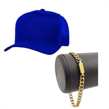 Imagem de Boné Masculino Preto Premium Regulável + Pulseira Banhada 18k De Alta 