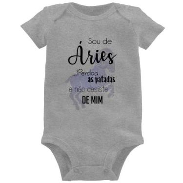 Imagem de Body Bebê Sou de Áries - Foca na Moda, Cinza, GG
