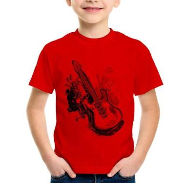 Imagem de Camiseta Infantil Guitarra Reggae - Foca na Moda, Vermelho, 2