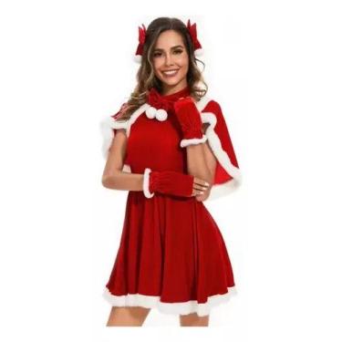 Imagem de Vestido Fantasia Adulto Feminino Temático Cosplay Mamãe Noel Luxo Nata