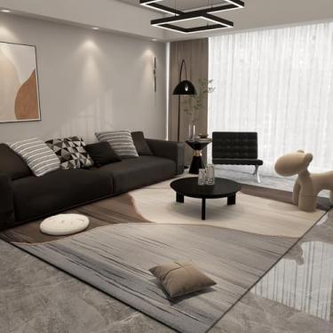 Imagem de Tapete artístico cinza marrom minimalista abstrato linha decorativa tapete grande sala de estar tapetes quarto fácil de limpar cabeceira tapete, AX021, E, 200X250CM