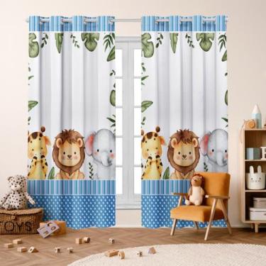 Imagem de Cortina Safari Baby 3,00X 2,20 p/ Quarto Infantil Criança Bebe, Janela