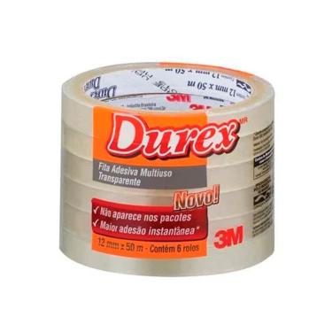 Imagem de Fita Adesiva Durex Transparente 12mm X 50m 3m C/3 Unidades