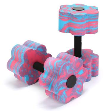 Imagem de Halteres de exercício aquático, 2 peças de halteres Aqua Fitness, flores EVA de alta densidade, exercícios aquáticos com espuma EVA, conjunto de halteres de peso de piscina para exercícios aquáticos,