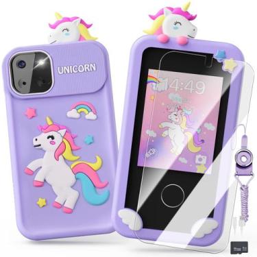 Imagem de Telefone Brinquedo Infantil Luyiilo Smart Unicorn - Câmera 10MP e 16 J
