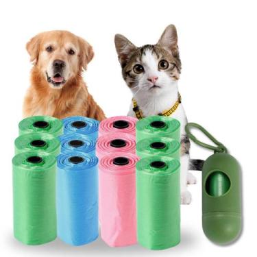 Imagem de Kit Higiene Cata Caca Cocô Coletor De Fezes Para Cães Pet Com 12 Rolos